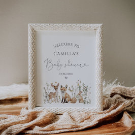Woodland Animals Baby shower Welkom Poster
