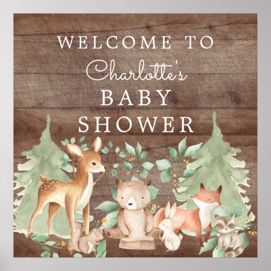 Woodland Animals Baby shower Welkom Poster (Voorkant)