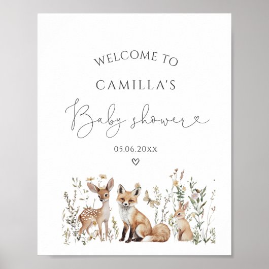 Woodland Animals Baby shower Welkom Poster (Voorkant)