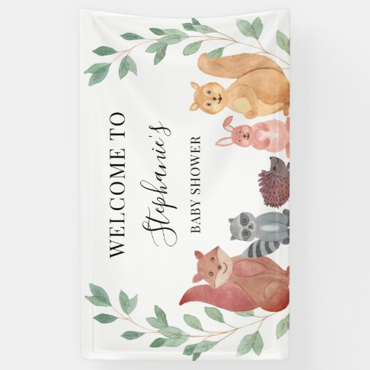 Woodland Animals Baby shower Welkom Spandoek (Verticaal)