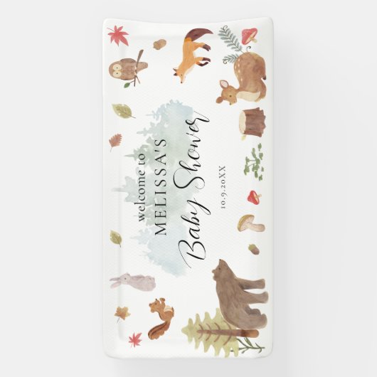Woodland Animals Baby shower Welkom Spandoek (Verticaal)