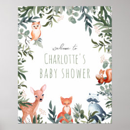 Woodland Animals Baby shower WelkomstPoster Poster