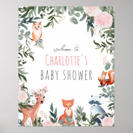 Woodland Animals Baby shower WelkomstPoster Poster