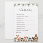 Woodland Animals Baby shower Wishes voor Baby (Voorkant / Achterkant)