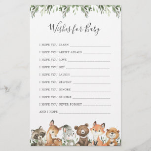 Woodland Animals Baby shower Wishes voor Baby