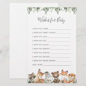Woodland Animals Baby shower Wishes voor Baby (Voorkant / Achterkant)