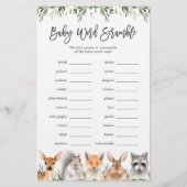Woodland Animals Baby shower Word Scramble Game (Voorkant)