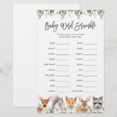 Woodland Animals Baby shower Word Scramble Game (Voorkant / Achterkant)
