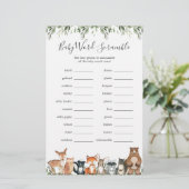 Woodland Animals Baby shower Word Scramble Game (Staand voorkant)