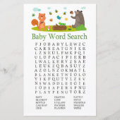 Woodland animals Baby shower Word Search Game (Voorkant)