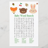 Woodland animals Baby shower Word Search Game (Voorkant)
