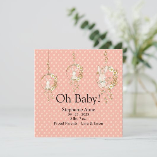 Woodland Animals Baby Stats Announcement Polkadot (Staand voorkant)