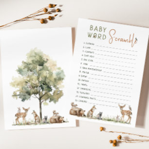 Woodland Animals Baby Word Scramble Game Kaart
