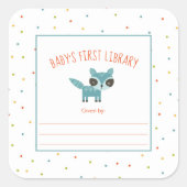 Woodland Animals Baby's eerste bibliotheek boekenp Vierkante Sticker (Voorkant)