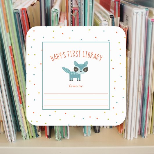 Woodland Animals Baby's eerste bibliotheek boekenp Vierkante Sticker