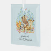 Woodland Animals Baby's Eerste Kerstmis Glas Ornament (Voorkant links)