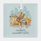 Woodland Animals Baby's Eerste Kerstmis Glas Ornament (Achterkant)