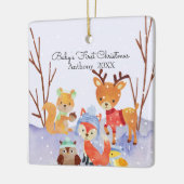 Woodland Animals Baby's Eerste Kerstmis Keramisch Ornament (Links)