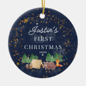 Woodland Animals Baby's Eerste Kerstmis Keramisch Ornament (Voorkant)