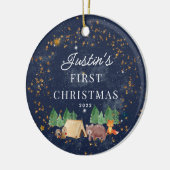 Woodland Animals Baby's Eerste Kerstmis Keramisch Ornament (Links)