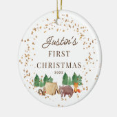 Woodland Animals Baby's Eerste Kerstmis Keramisch Ornament (Links)