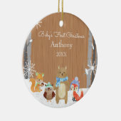 Woodland Animals Baby's Eerste Kerstmis Keramisch Ornament (Rechts)