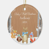 Woodland Animals Baby's Eerste Kerstmis Keramisch Ornament (Links)