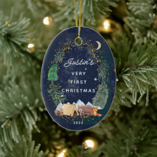 Woodland Animals Baby's Eerste Kerstmis Keramisch Ornament