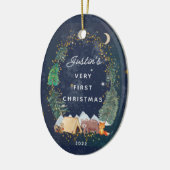 Woodland Animals Baby's Eerste Kerstmis Keramisch Ornament (Links)