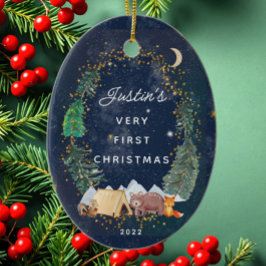 Woodland Animals Baby's Eerste Kerstmis Keramisch Ornament