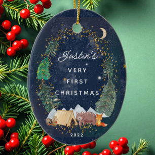 Woodland Animals Baby's Eerste Kerstmis Keramisch Ornament