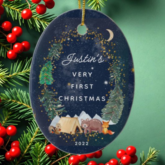 Woodland Animals Baby's Eerste Kerstmis Keramisch Ornament