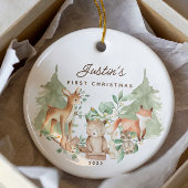 Woodland Animals Baby's Eerste Kerstmis Keramisch Ornament