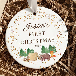 Woodland Animals Baby's Eerste Kerstmis Keramisch Ornament