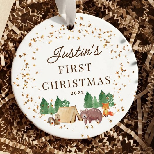Woodland Animals Baby's Eerste Kerstmis Keramisch Ornament