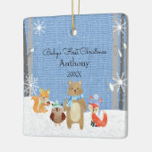 Woodland Animals Baby's Eerste Kerstmis Keramisch Ornament (Links)