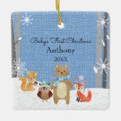Woodland Animals Baby's Eerste Kerstmis Keramisch Ornament (Voorkant)