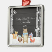 Woodland Animals Baby's Eerste Kerstmis Metalen Ornament (Links)
