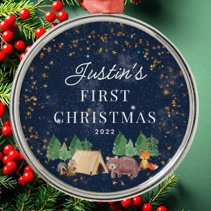Woodland Animals Baby's Eerste Kerstmis Metalen Ornament