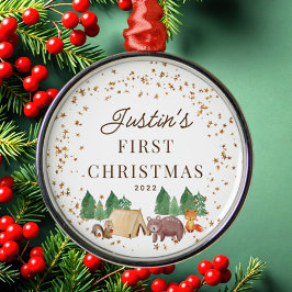 Woodland Animals Baby's Eerste Kerstmis Metalen Ornament