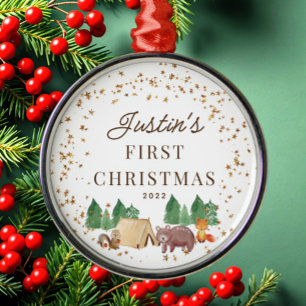 Woodland Animals Baby's Eerste Kerstmis Metalen Ornament