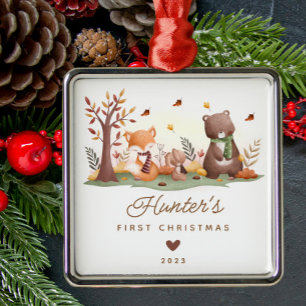 Woodland Animals Baby's Eerste Kerstmis Metalen Ornament