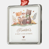 Woodland Animals Baby's Eerste Kerstmis Metalen Ornament (Links)