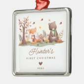 Woodland Animals Baby's Eerste Kerstmis Metalen Ornament (Links)