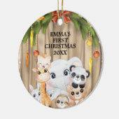 Woodland Animals Baby's Eerste kerstversiering Keramisch Ornament (Links)