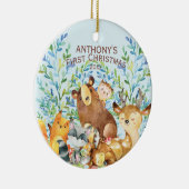 Woodland Animals Baby's Eerste kerstversiering Keramisch Ornament (Rechts)