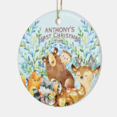 Woodland Animals Baby's Eerste kerstversiering Keramisch Ornament (Links)