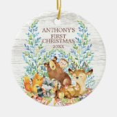 Woodland Animals Baby's Eerste kerstversiering Keramisch Ornament (Voorkant)