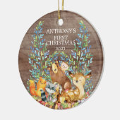 Woodland Animals Baby's Eerste kerstversiering Keramisch Ornament (Links)