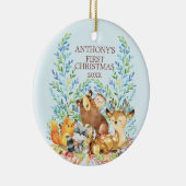 Woodland Animals Baby's Eerste kerstversiering Keramisch Ornament (Rechts)